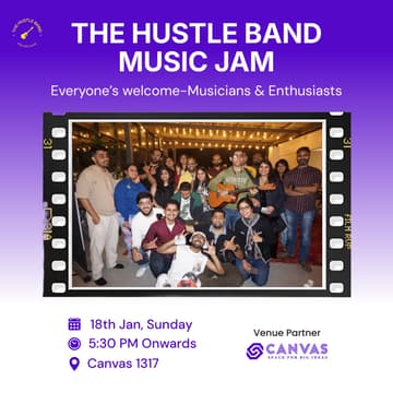 Cover Image for The Hustle Band Music Jam & Open-Mic at Canvas Workspace, HSR