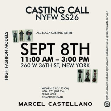 Cover Image for NYFW Casting Call - Marcel Castellano