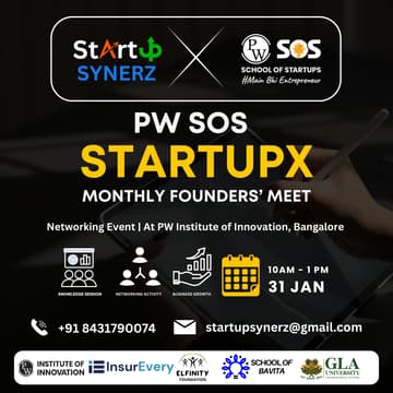Cover Image for PW SoS StartupX – Monthly Founders’ Meet Powered by Startup Synerz