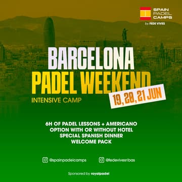 Cover Image for BCN, JUNE 19 to 21, Padel Weekend Camp from 345€ with FEDE VIVES