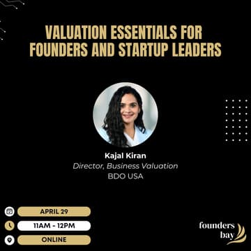 Cover Image for Founders Bay Virtual Workshop: Valuation Essentials for Founders and Startup Leaders