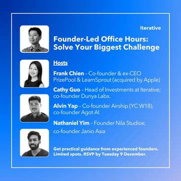 Cover Image for Founder-Led Office Hours with Frank Chien, Cathy Guo, Alvin Yap and Nathaniel Yim