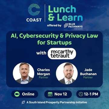Cover Image for COAST Lunch & Learn (Legal Eagle Series) Volume 2: AI, Cybersecurity and Privacy Law for Startups
