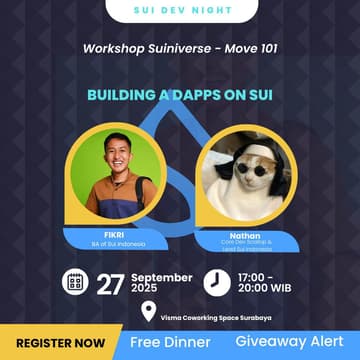 Cover Image for Sui Dev Workshop Surabaya: Building a dApps On Sui