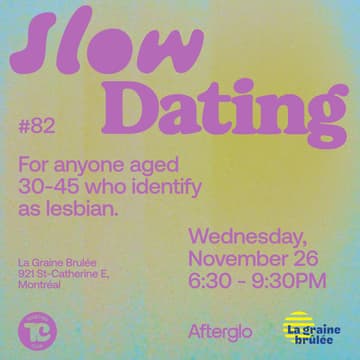 Cover Image for Slow Dating #82 (Lesbian 30-45) 💙
