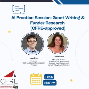 Cover Image for AI Practice Session: Grant Writing & Funder Research [CFRE-approved]