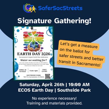 Cover Image for Safer Sac Streets Signature Gathering: ECOS Earth Day Fair