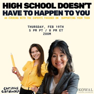 Cover Image for High School Doesn't Have to Happen to You: An Evening About Intentionality, Agency, and Supporting Your Teen with Dot Kowal