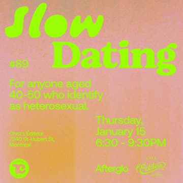 Cover Image for Slow Dating Montréal #89 (Hetero 40-50) 💚