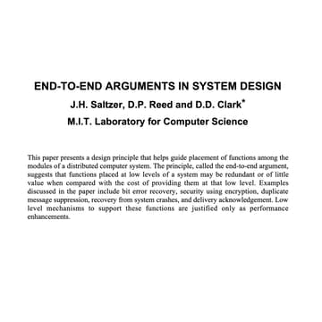 Cover Image for Paper Discussion: End-to-End Arguments in System Design