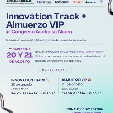 Cover Image for Innovation Track + Almuerzo VIP @ Congreso Asobolsa Nuam