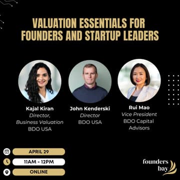 Cover Image for Founders Bay Virtual Workshop: Valuation Essentials for Founders and Startup Leaders