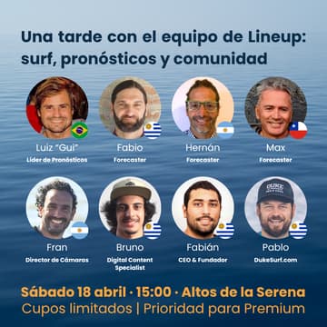 Cover Image for Una tarde con el equipo de Lineup: surf, pronósticos y comunidad