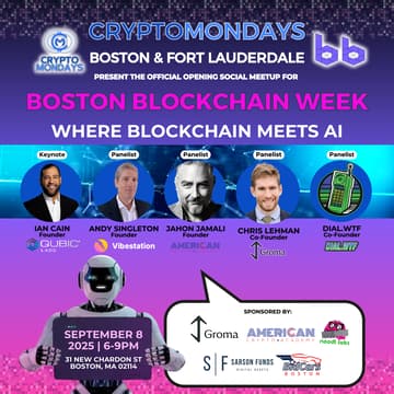 Cover Image for CryptoMondays Boston + Fort Lauderdale - Official Boston Blockchain Week Kickoff Presented by Vault12