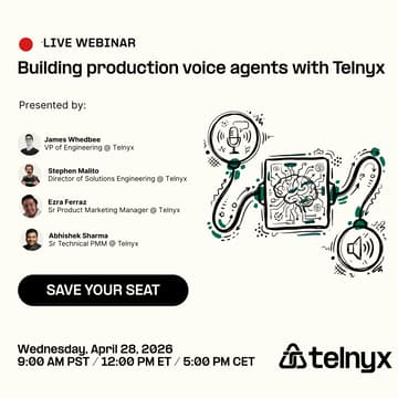 Cover Image for [Webinar] Building production voice agents with Telnyx