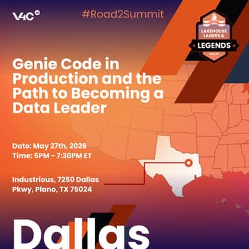 Cover Image for Lakehouse, Lagers & Legends [Dallas]: Genie Code in Production and the Path to Becoming a Data Leader