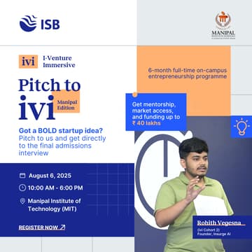 Cover Image for Pitch to ivi – Manipal Edition | August 6, 2025 | 10:00 AM - 6:00 PM