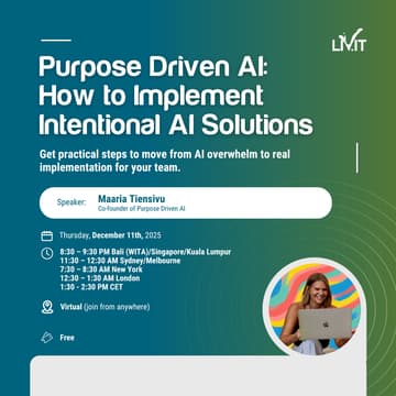 Cover Image for Purpose Driven AI: How to Implement Intentional AI Solutions (Virtual)