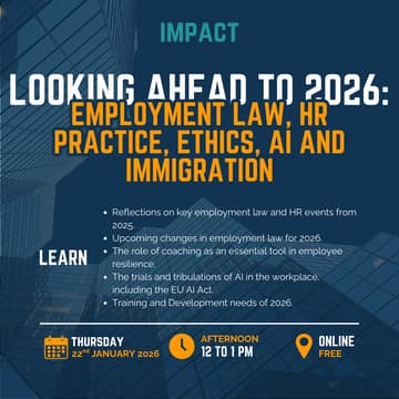 Cover Image for Impact Lawyers - Looking Back and Ahead to 2026: Employment Law, HR Practice, Ethics, AI and Immigration