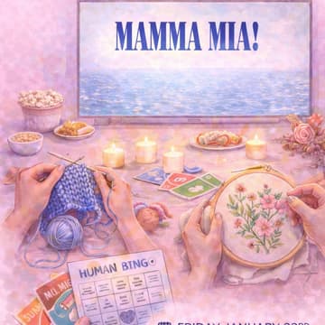 Cover Image for 🎬🧶 Crafts & Movie Night: Mamma Mia Edition 💙✨ Porto