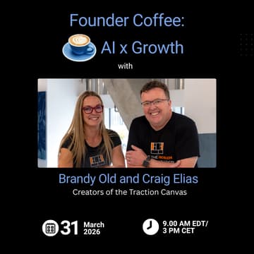 Cover Image for Founder Coffee: AI × Growth - How to Land Your First 10, 100 & 1,000 Customers with Brandy Old & Craig Elias