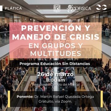 Cover Image for Plática Prevención y manejo de crisis en grupos y multitudes
