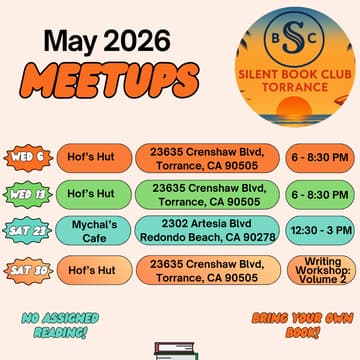 Cover Image for *RSVP REQUIRED* Silent Book Club Torrance @ Mychal's Cafe 5/23