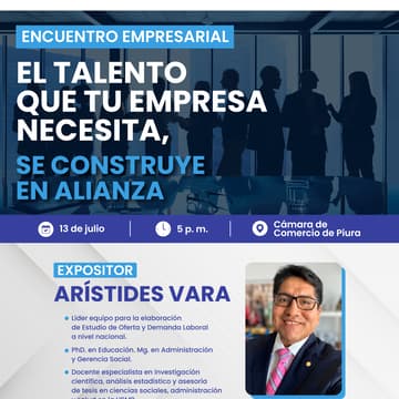 Cover Image for Encuentro empresarial: EL TALENTO QUE TU EMPRESA NECESITA,SE CONSTRUYE EN ALIANZA