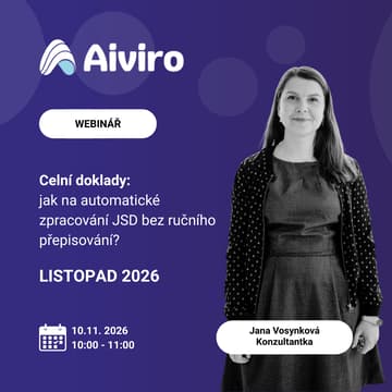 Cover Image for Aiviro webinář - Celní doklady JSD bez ručního přepisování