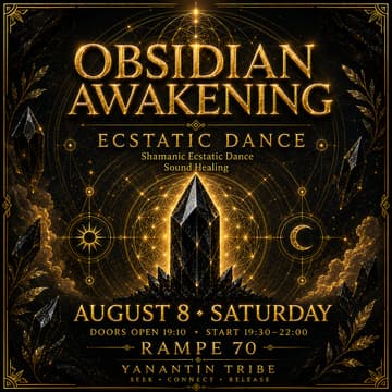Cover Image for ECSTATIC DANCE PARTY ZÜRICH · SOUND HEALING · OBSIDIAN AWAKENING · TRIBAL · WORLD MUSIC · BAREFOOT · MOVEMENT MEDICINE · DANCE MEDITATION