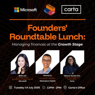 Cover Image for Founders' Roundtable Lunch: Managing Finances at the Growth Stage