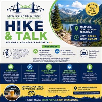 Cover Image for Life Science & Tech Consultants Association (LSTCA) – Hike & Talk Networking Event