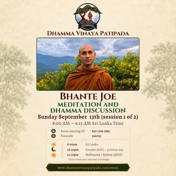 Cover Image for Meditation & Dhamma Discussion With Bhante Joe (via Zoom)