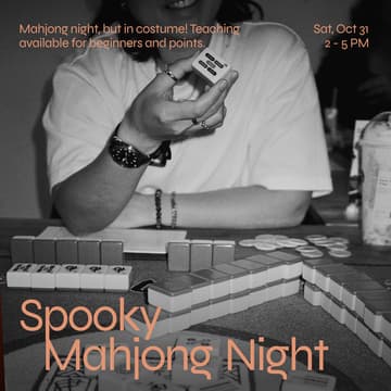 Cover Image for Spooky Mahjong Night (Beginner friendly!)