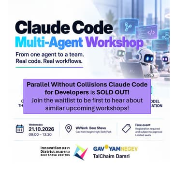 Cover Image for Parallel Without Collisions 🔀 Claude Code for Developers | סדנת מתקדמים 21.10