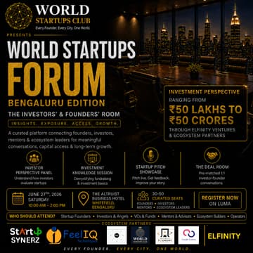 Cover Image for WORLD STARTUPS FORUM — BENGALURU EDITION | THE INVESTORS’ & FOUNDERS’ ROOM