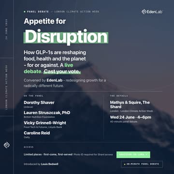 Cover Image for Appetite for Disruption - How GLP-1s are reshaping food, health and the planet - for or against. A live debate. Cast your vote.