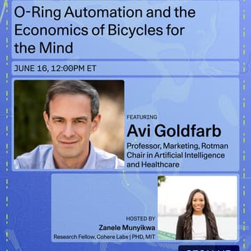 Cover Image for O-Ring Automation and the Economics of Bicycles for the Mind - Cohere Labs in Conversation with Avi Goldfarb