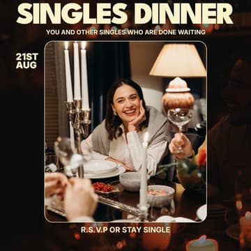 Cover Image for Singles Dinner| 21st August|Orilla Restaurant