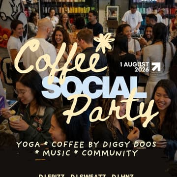 Cover Image for ☕ Coffee Social Party | Yoga, Matcha, Music & New Connections