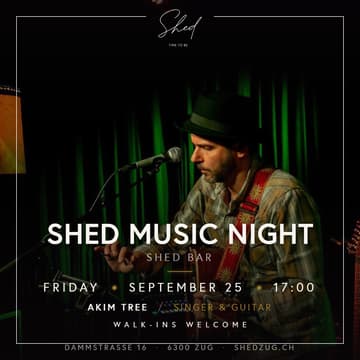 Cover Image for SHED Music Night - Akim Tree Singer & Guitar