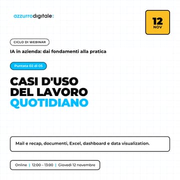 Cover Image for Giovedì 12/11 — Puntata 2 — Come rendere veloce ed efficiente il lavoro di tutti i giorni (casi d'uso reali)