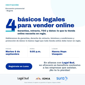 Cover Image for 4 básicos legales para vender online - en Collab con SURA y Legal Bud!