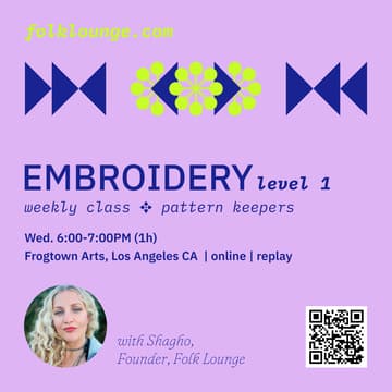 Cover Image for Hand Embroidery Class Level 1 ✥ Pattern Keepers