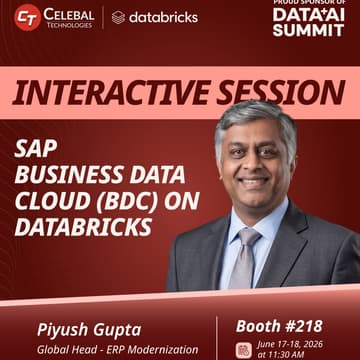 Cover Image for SAP BDC on Databricks by Piyush Gupta | Celebal Tech Booth #218