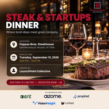 Cover Image for Steak & Startups Dinner Hosted By David Sledge and John Barrow