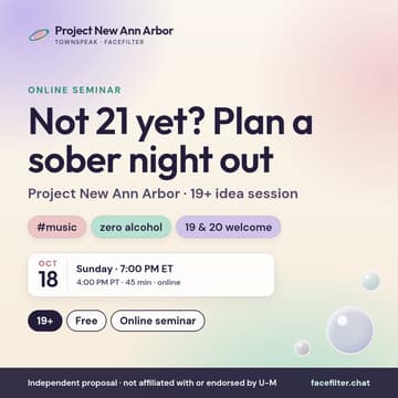 Cover Image for Not 21 Yet? Designing a Great Sober Night Out in Ann Arbor (19+)
