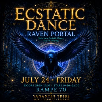 Cover Image for ECSTATIC DANCE PARTY ZÜRICH RAVEN PORTAL · SOUND HEALING · TRIBAL · WORLD MUSIC · BAREFOOT · MOVEMENT MEDICINE · DANCE MEDITATION · LIVE DJ