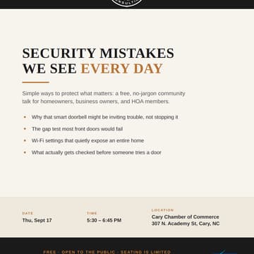Cover Image for Info Session - Security Mistakes We See Everyday - Silent Sentinel Consulting