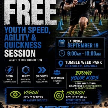 Cover Image for To The Next Generation: FREE Youth Speed, Agility & Quickness Session